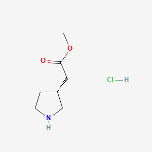 Chemical structure of Methyl (R)-pyrrolidine-3-acetate hydrochloride
