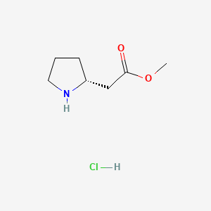 Chemical structure of (R)-Methyl 2-(pyrrolidin-2-yl)acetate hydrochloride