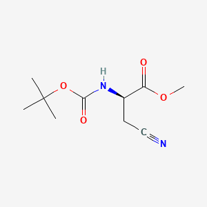 Chemical structure of (R)-Methyl 2-((tert-butoxycarbonyl)amino)-3-cyanopropanoate