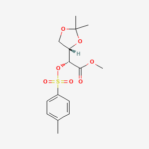 Chemical structure of (R)-methyl 2-((S)-2,2-dimethyl-1,3-dioxolan-4-yl)-2-(tosyloxy)acetate