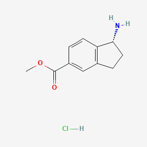 Chemical structure of (R)-Methyl 1-amino-2,3-dihydro-1H-indene-5-carboxylate hydrochloride