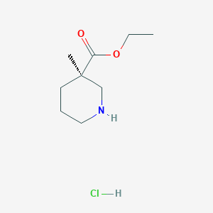 Chemical structure of (R)-Ethyl 3-methylpiperidine-3-carboxylate hydrochloride