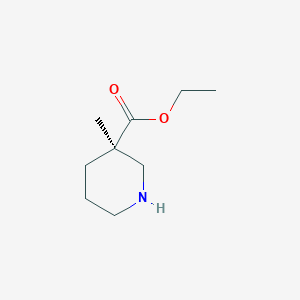 Chemical structure of (R)-Ethyl 3-methylpiperidine-3-carboxylate