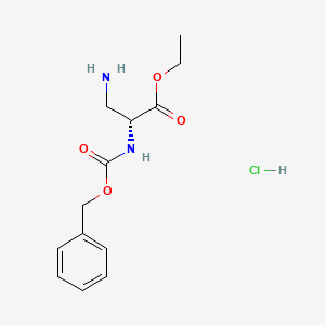 Chemical structure of (R)-ethyl 3-amino-2-(((benzyloxy)carbonyl)amino)propanoate hydrochloride
