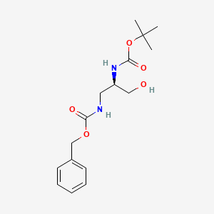 Chemical structure of (R)-Benzyl tert-butyl (3-hydroxypropane-1,2-diyl)dicarbamate