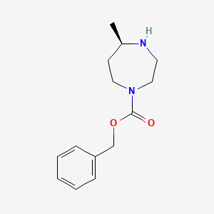 Chemical structure of (R)-Benzyl 5-methyl-1,4-diazepane-1-carboxylate
