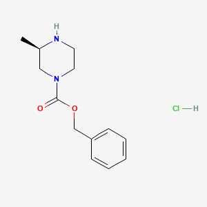 Chemical structure of (R)-Benzyl 3-methylpiperazine-1-carboxylate hydrochloride