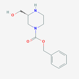Chemical structure of (R)-Benzyl 3-(hydroxymethyl)piperazine-1-carboxylate