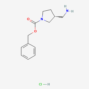 Chemical structure of (R)-Benzyl 3-(aminomethyl)pyrrolidine-1-carboxylate hydrochloride