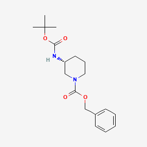 Chemical structure of (R)-3-N-Boc-Amino-1-Cbz-piperidine