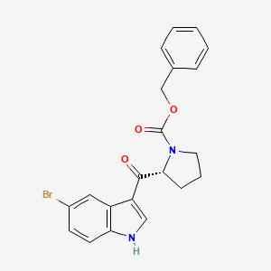 Chemical structure of (R)-Benzyl 2-(5-bromo-1H-indole-3-carbonyl)pyrrolidine-1-carboxylate