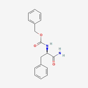 Chemical structure of (R)-Benzyl (1-amino-1-oxo-3-phenylpropan-2-yl)carbamate