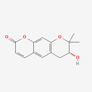Chemical structure of (R)-7-hydroxy-8,8-dimethyl-7,8-dihydropyrano[3,2-g]chromen-2(6H)-one