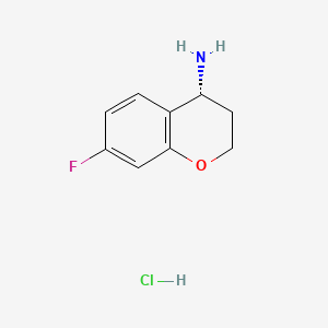 Chemical structure of (R)-7-Fluorochroman-4-amine hydrochloride