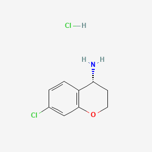 Chemical structure of (R)-7-CHLOROCHROMAN-4-AMINE HCL