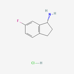 Chemical structure of (R)-6-Fluoro-2,3-dihydro-1H-inden-1-amine hydrochloride
