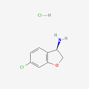 Chemical structure of (R)-6-Chloro-2,3-dihydrobenzofuran-3-amine hydrochloride