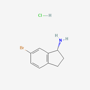 Chemical structure of (R)-6-Bromo-2,3-dihydro-1H-inden-1-amine hydrochloride