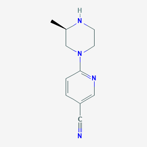 Chemical structure of (R)-6-(3-Methylpiperazin-1-yl)nicotinonitrile