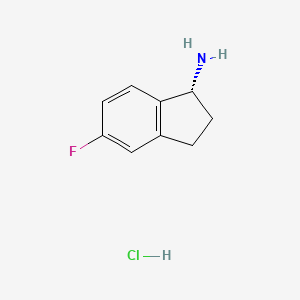 Chemical structure of (R)-5-Fluoro-2,3-dihydro-1H-inden-1-amine hydrochloride