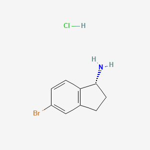 Chemical structure of (R)-5-Bromo-2,3-dihydro-1H-inden-1-amine hydrochloride