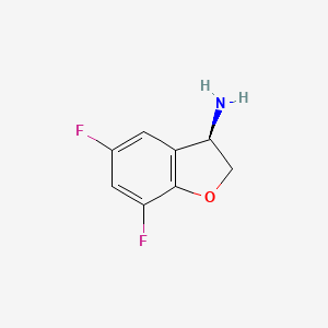 Chemical structure of (R)-5,7-Difluoro-2,3-dihydrobenzofuran-3-amine