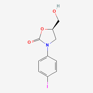 Chemical structure of (R)-5-(Hydroxymethyl)-3-(4-iodophenyl)oxazolidin-2-one