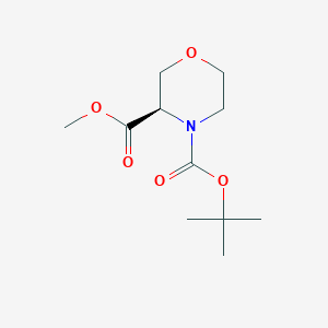 Chemical structure of (R)-4-tert-Butyl 3-methyl morpholine-3,4-dicarboxylate