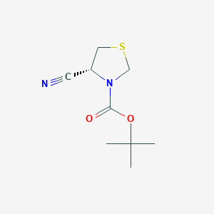 Chemical structure of (R)-4-CYANO-THIAZOLIDINE-3-CARBOXYLIC ACID TERT-BUTYL ESTER