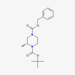 Chemical structure of (R)-4-Benzyl 1-Boc-2-methylpiperazine-4-carboxylate