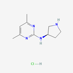 Chemical structure of (R)-4,6-Dimethyl-N-(pyrrolidin-3-yl)pyrimidin-2-amine hydrochloride