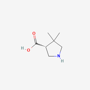 Chemical structure of (R)-4,4-Dimethylpyrrolidine-3-carboxylic acid