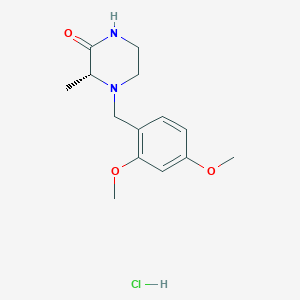 Chemical structure of (R)-4-(2,4-Dimethoxybenzyl)-3-methylpiperazin-2-one hydrochloride