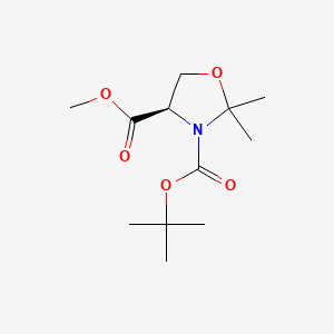 Chemical structure of (R)-3-tert-butyl 4-methyl 2,2-dimethyloxazolidine-3,4-dicarboxylate