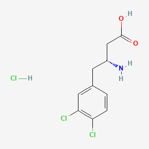 Chemical structure of (R)-3-amino-4-(3,4-dichlorophenyl)butanoic acid hydrochloride