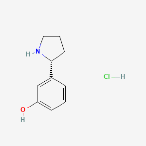 Chemical structure of (R)-3-(Pyrrolidin-2-yl)phenol hydrochloride