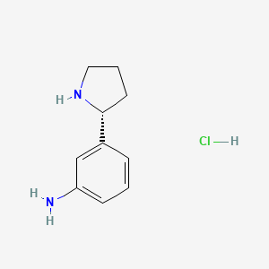 Chemical structure of (R)-3-(Pyrrolidin-2-yl)aniline hydrochloride