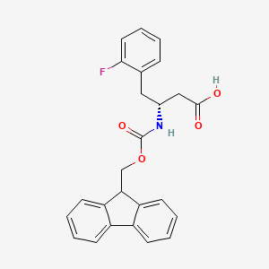 Chemical structure of (R)-3-(Fmoc-amino)-4-(2-fluorophenyl)butanoic acid