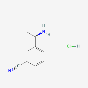 Chemical structure of (R)-3-(1-Aminopropyl)benzonitrile hydrochloride