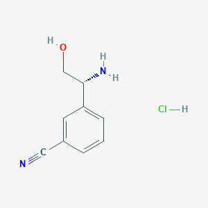 Chemical structure of (R)-3-(1-Amino-2-hydroxyethyl)benzonitrile hydrochloride
