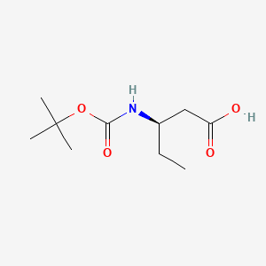 Chemical structure of (R)-3-((tert-Butoxycarbonyl)amino)pentanoic acid