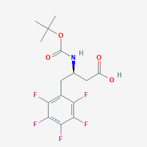 Chemical structure of (R)-3-((tert-Butoxycarbonyl)amino)-4-(perfluorophenyl)butanoic acid