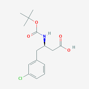 Chemical structure of (R)-3-((tert-Butoxycarbonyl)amino)-4-(3-chlorophenyl)butanoic acid