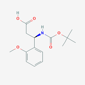 Chemical structure of (R)-3-((tert-Butoxycarbonyl)amino)-3-(2-methoxyphenyl)propanoic acid