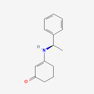 Chemical structure of (R)-3-((1-phenylethyl)amino)cyclohex-2-enone