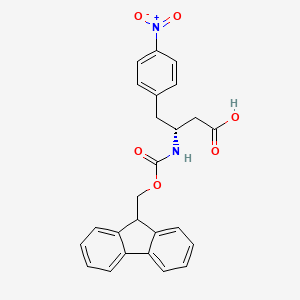 Chemical structure of (R)-3-((((9H-Fluoren-9-yl)methoxy)carbonyl)amino)-4-(4-nitrophenyl)butanoic acid