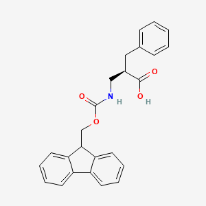 Chemical structure of (R)-3-((((9H-Fluoren-9-yl)methoxy)carbonyl)amino)-2-benzylpropanoic acid