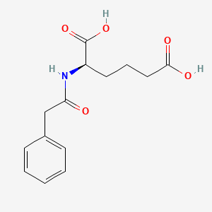 Chemical structure of (R)-2-Phenylacetylamino-hexanedioic acid