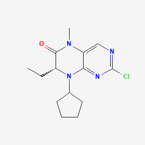 Chemical structure of (R)-2-Chloro-8-cyclopentyl-7-ethyl-5-methyl-7,8-dihydropteridin-6(5H)-one
