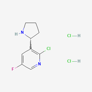 Chemical structure of (R)-2-chloro-5-fluoro-3-(pyrrolidin-2-yl)pyridine 2hcl